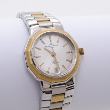 Baume & Mercier Riviera Two Tone 18K Gold & Stainless Steel Wristwatch Ladies