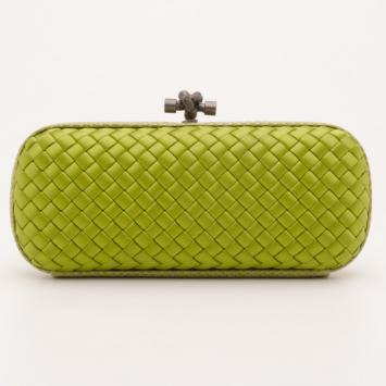 Bottega Veneta Green Knot Intrecciato Woven Clutch