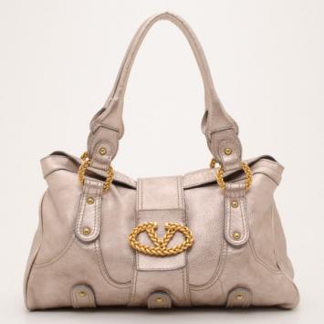 Valentino Metallic Leather Catch Satchel