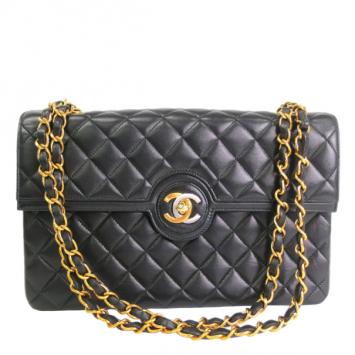 Chanel Vintage Black Lambskin Single Flap Bag Small