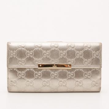 Gucci Silver Guccissima Continental Wallet 