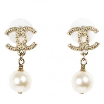 Chanel CC Pearl Earrings