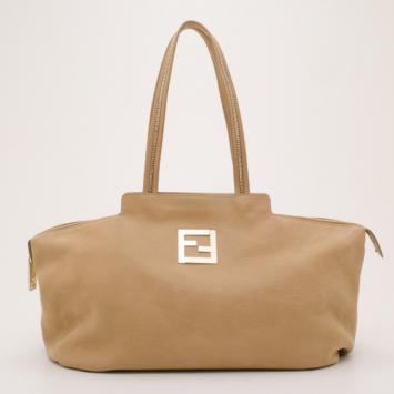 Fendi Tan Leather Logo Tote