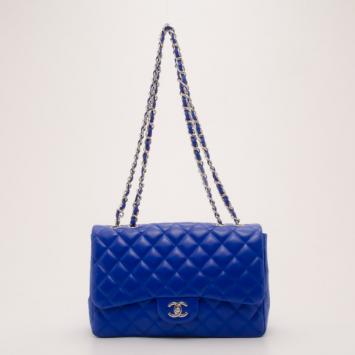 Chanel Electric Blue Jumbo Lambskin Flap Bag 