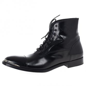 Pre Owned Alexander McQueen Black Cap Toe Boots Size 43