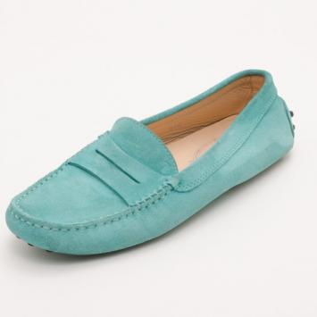 Tod's Aqua Suede Moccasin Drivers Size 37.5