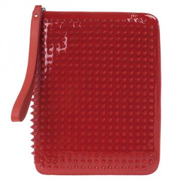 Christian Louboutin Red Patent Cris Spiked Leather iPad Case