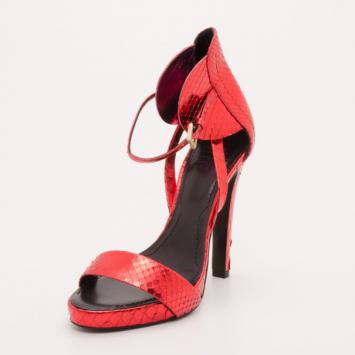 Givenchy Red Metallic Python Sandals Size 38