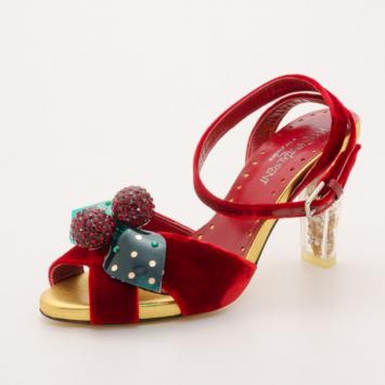 Yves Saint Laurent by Tom Ford Red Velvet Cherry Sandals Size 37.5 