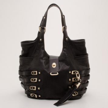Jimmy Choo Black Perforated Leather Bree Shoulder Bag   