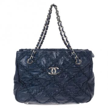Chanel Blue Bubble Quilted Tote 
