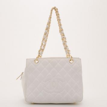 Chanel White Quilted Petite Timeless Tote