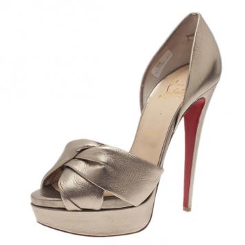 Christian Louboutin Gold Leather Volpi D'orsay Pumps Size 39