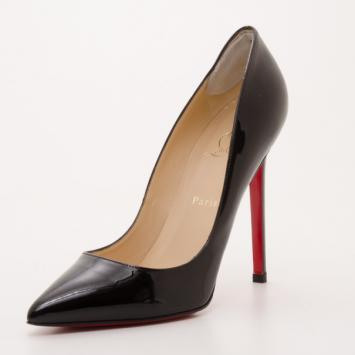 Christian Louboutin Pigalle 120 Black Patent Pointed Toe Pumps Size 41.5