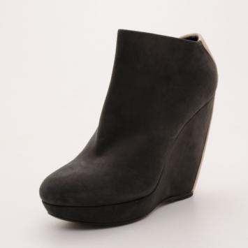 Balenciaga Suede Black/Beige Wedge Booties Size 38