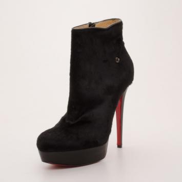 Christian Louboutin Pony Hair Armony Ankle Boots with Removable Leopard Cuffs Size 38.5