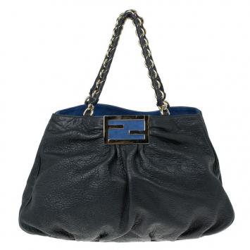 Pre Owned Fendi Black Calfskin Large Mia Shopper Tote