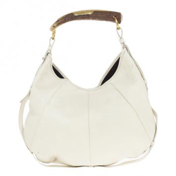 Saint Laurent Paris Off White Leather Mombasa Hobo