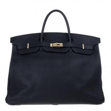 Pre Owned Hermes Noir Togo Calfskin Gold Hardware Birkin 50