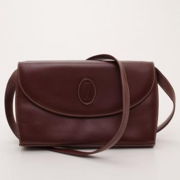 Cartier Vintage Burgundy Flap Shoulder Bag 