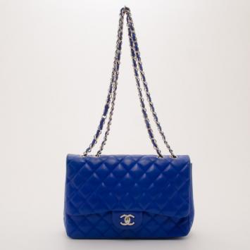 Chanel Electric Blue Lambskin Jumbo Flap