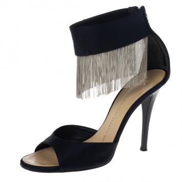 Giuseppe Zanotti Black Open Toe Ankle Strap Sandals Size 36.5