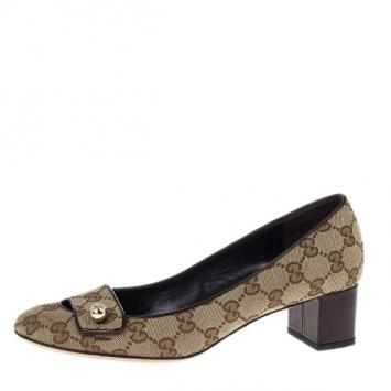 Gucci Beige GG Canvas Pumps Size 38