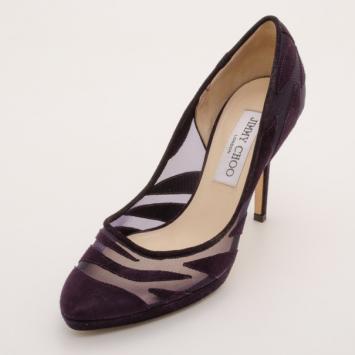 Jimmy Choo Purple Suede and Mesh Platform Pumps Size 36