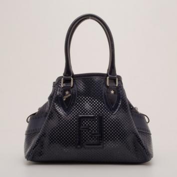 Fendi Navy Perforated 'Bag du Jour' Tote