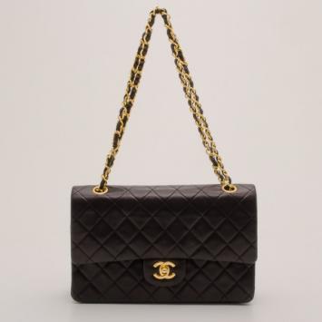 Chanel Vintage Black Lambskin Medium Flap Bag 