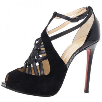 Christian Louboutin Carlota Leather and Suede Sandals 39