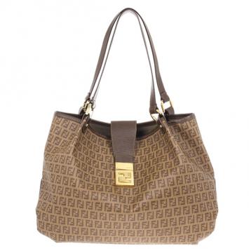 Pre Owned Fendi Brown Zucca Coated Canvas Tote