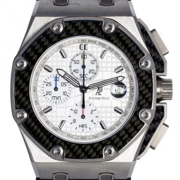 Pre Owned Audemars Piguet White Titanium Royal Oak Offshore Juan Pablo Montoya Men's Wristwatch 42MM