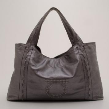 Salvatore Ferragamo Metallic Silver Banshee Tote 