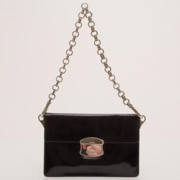Prada Pattina Black Patent Shoulder Bag
