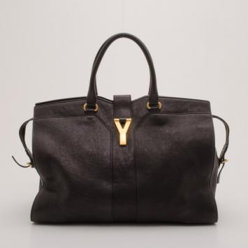 Yves Saint Laurent YSL Cabas Chyc Black Leather Satchel