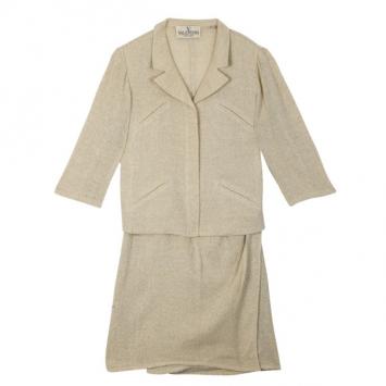 Valentino Linen Cream Skirt Suit L