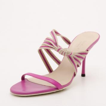 Gucci Pink and Beige Stripe Knotted Sandals Size 36