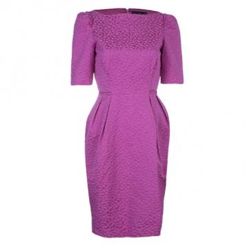 Carolina Herrera Pink Jacquard Floral Dress S