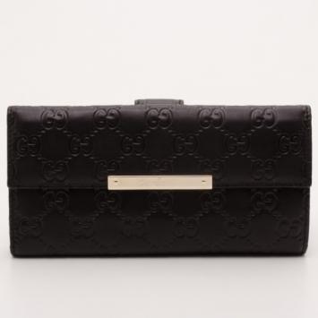 Gucci Black Guccissima Continental Wallet 