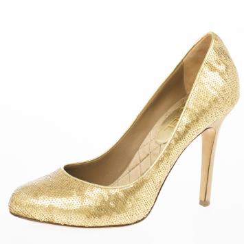 Chanel Gold Sequins Pumps Size 40