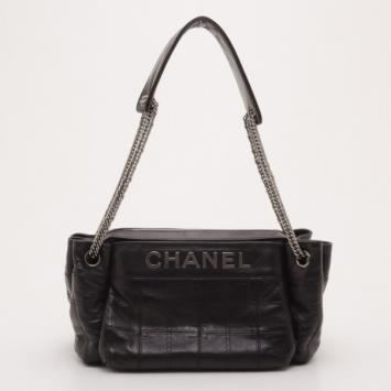 Chanel Black Cube Quilted Leather Shoulder Bag 