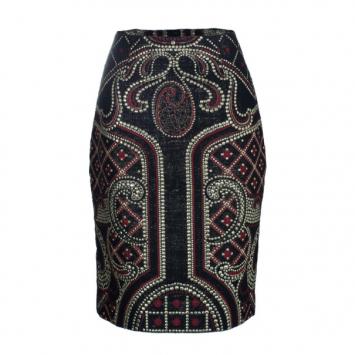 Prabal Gurung Metallic Detail Embroidery Pencil Skirt L