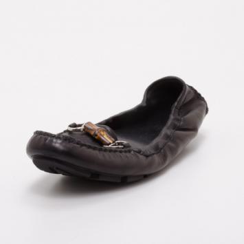 Gucci Black Leather Horsebit Moccasins Size 39