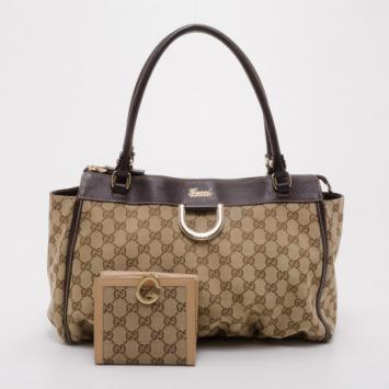 Gucci Monogram Large Abbey Tote with Wallet