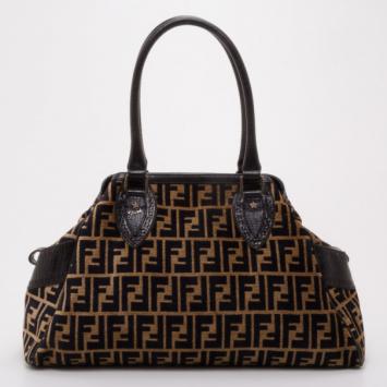 Fendi Velour Zucca Bag Du Jour Tote
