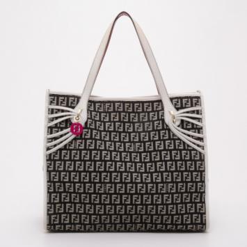 Fendi Black and White Zucchino Shopping Tote