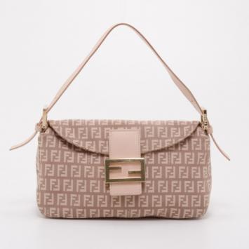 Fendi Light Pink Zucchino Monogram Baguette