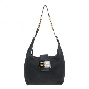 Pre Owned Fendi Black Forever Borsa Hobo 