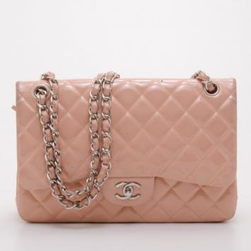 Chanel Light Pink Patent Jumbo Classic Flap